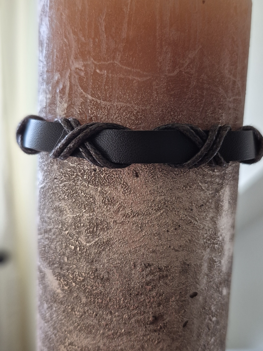 Men's Brown Braided Leather Bracelet - Unbranded